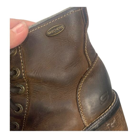 Skechers 7.5 Women's Brown Leather healed vintage y2k Ankle Boots chunky - Picture 14 of 16